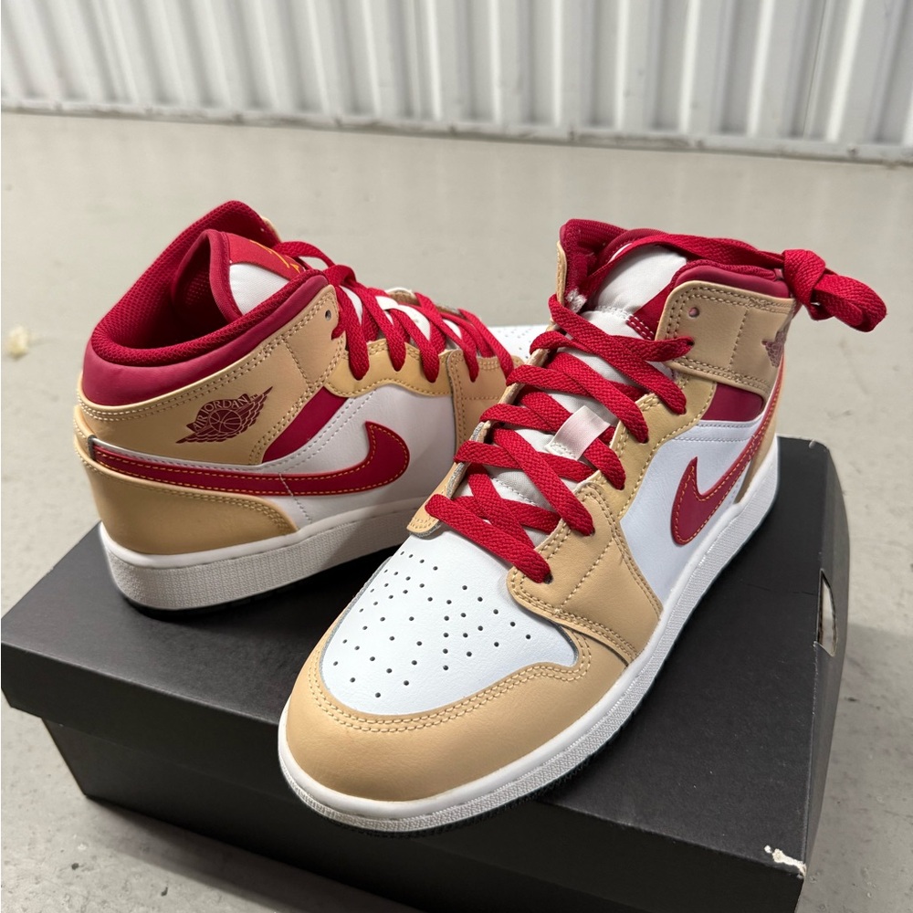 Nike Jordan’s women’s 8 us  or big kids 6.5y  Red and Gold High-Top Sneakers